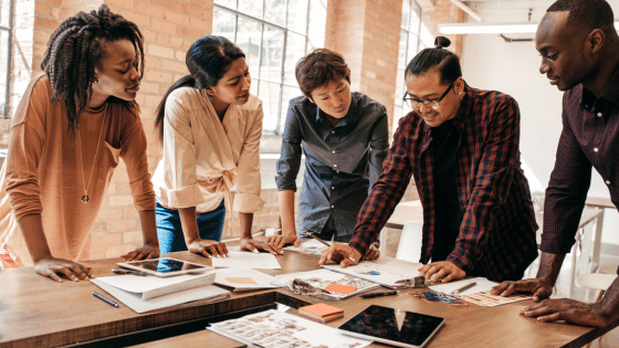 A team of people in a startup business