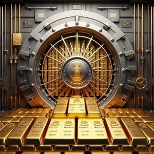 vault filled with gold bars